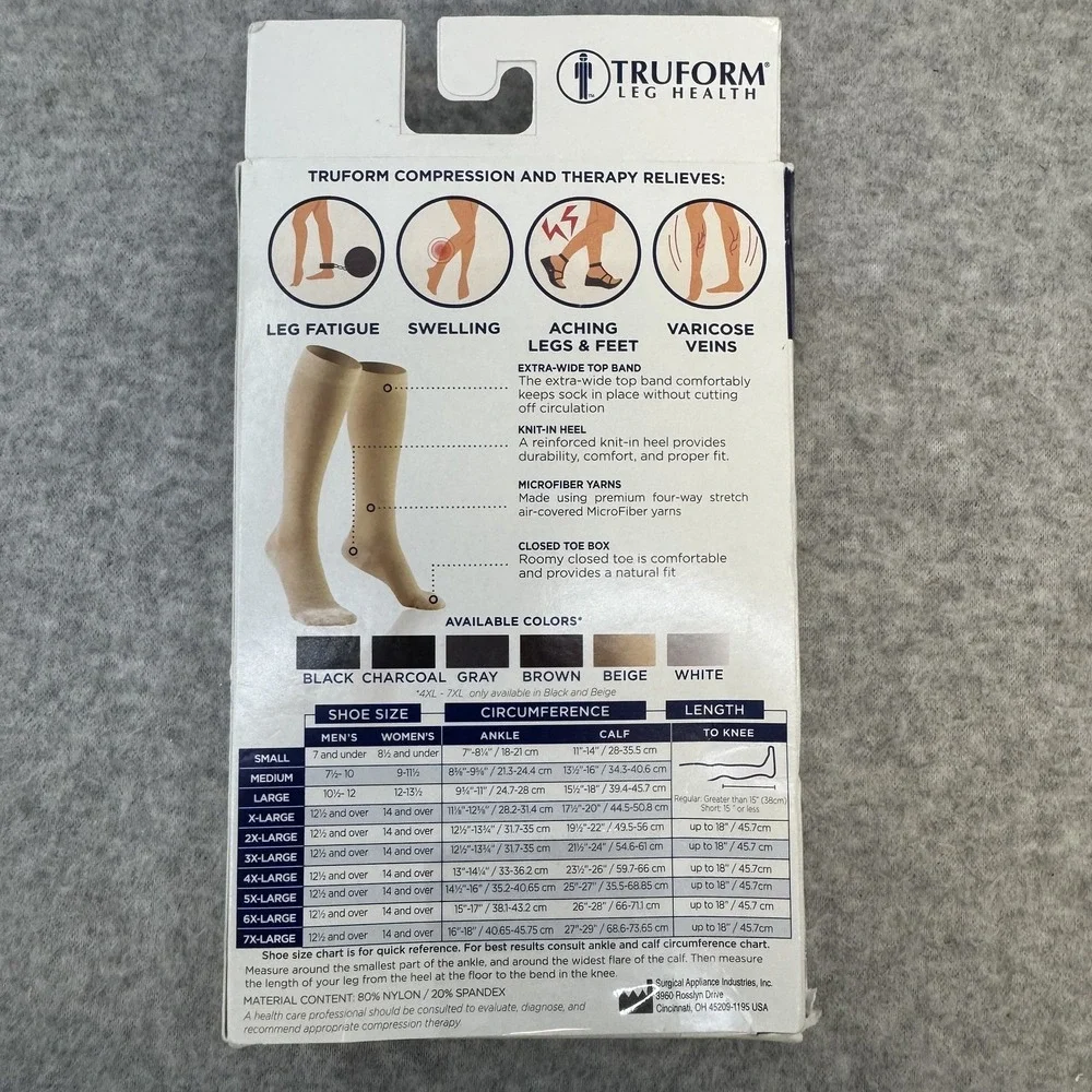 Truform Medical Microfiber Compression Socks Large 20-30 mmHg Below Knee Beige